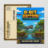 Waschbär, Retro-8-Bit-Pixelkunst Postkarte (Vorne/Hinten)