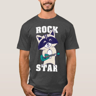 Waschbär Rockstar Gitarre Rockin Musik Sänger Freu T-Shirt