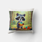Waschbär-Rubik-Wald-Puzzle Kissen (Rückseite)