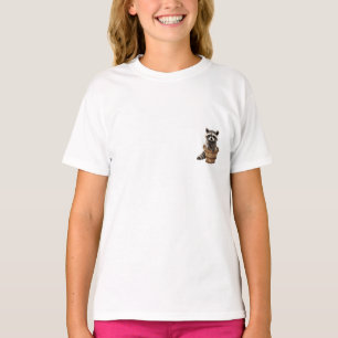 Waschbär schaut aus Holzkorb Kinder T-Shirt