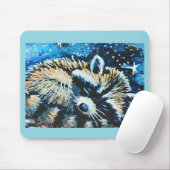 Waschbär schlafender Nachthimmel Mousepad (Mit Mouse)