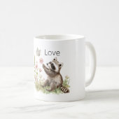 Waschbär Schmetterling Blumen Liebe Kaffeetasse (VorderseiteRechts)