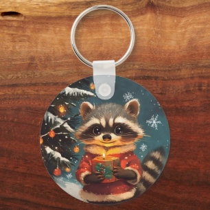 Waschbär Schnee Weihnachtslieder Schlüsselanhänger