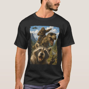 Waschbär Selfie Bigfoot T-Rex UFO Lustige Geschenk T-Shirt