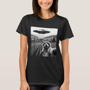 Waschbär-Selfie mit Alien-Ufo Lustiger Waschbär-Al T-Shirt