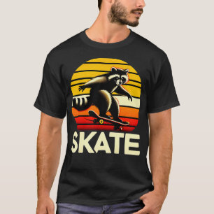 Waschbär Skateboarder Retro Vintage Skateboarding T-Shirt