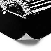 Waschbär Skateboardfahren auf Treppengeländer Poster (Ecke)