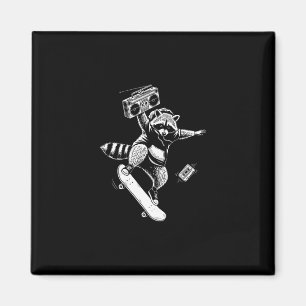 Waschbär Skateboarding Boombox Magnet