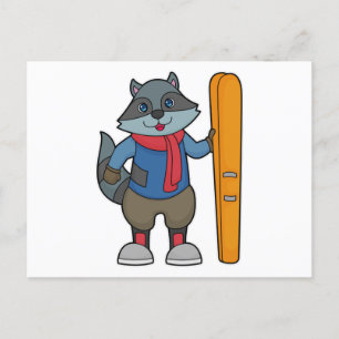 Waschbär-Skifahrer Ski Postkarte