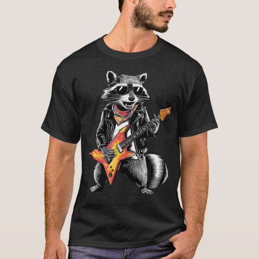 Waschbär spielt Gitarre T-Shirt (Vorderseite)