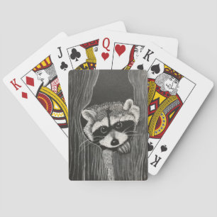 Waschbär spielt Karten Spielkarten