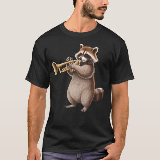 Waschbär spielt lustige Trompete Waschbär-Trompete T-Shirt