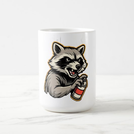 Waschbär-Spray Langarm Kaffeetasse (Mittel)