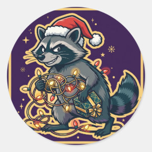 Waschbär stiehlt Weihnachtslichter Aufkleber