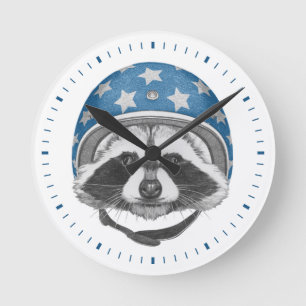 Waschbär-Stuntfahrer Runde Wanduhr