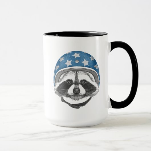Waschbär-Stuntfahrer Tasse (Rechts)