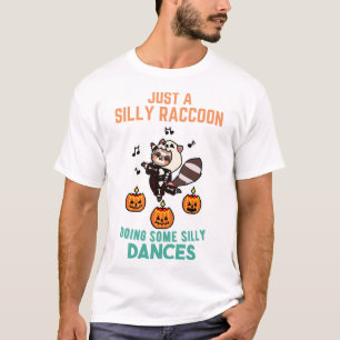 Waschbär tanzt Halloween-Kürbis-Party T-Shirt