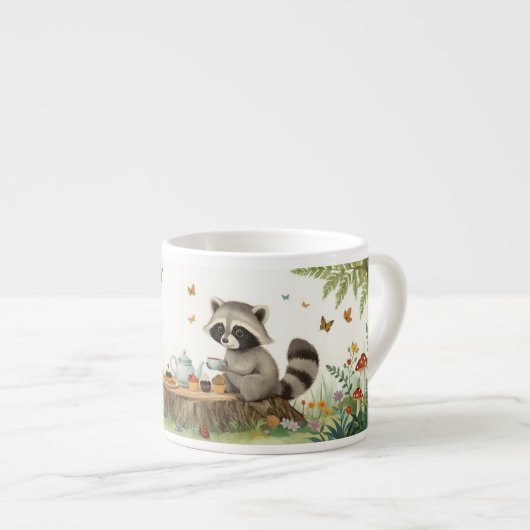 Waschbär-Teeparty Espressotasse (Vorderseite Rechts)