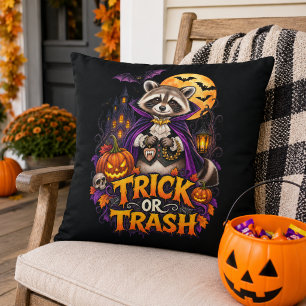 Waschbär Trick or Trash Vampir Halloween Kissen