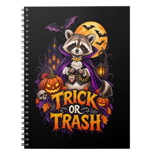 Waschbär Trick or Trash Vampir Halloween Notizblock (Vorderseite)