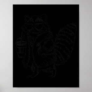Waschbär trinkt eisgekühlten Kaffee lustiges Tier- Poster