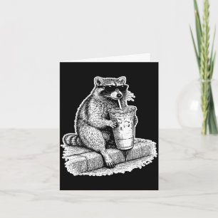 Waschbär trinkt eisgekühlten Kaffee Waschbär lusti Karte