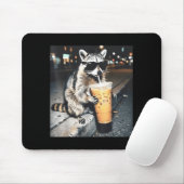 Waschbär trinkt Eiskaffee lustiger Tier-Meme Männe Mousepad (Mit Mouse)