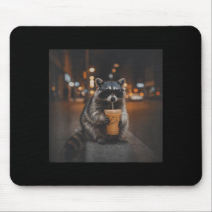 Waschbär trinkt Eiskaffee lustiger Tier-Meme Männe Mousepad
