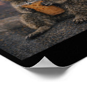 Waschbär trinkt Eiskaffee lustiger Tier-Meme Männe Poster (Ecke)