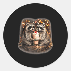 Waschbär trinkt Eiskaffee lustiger Tier-Meme Männe Runder Aufkleber