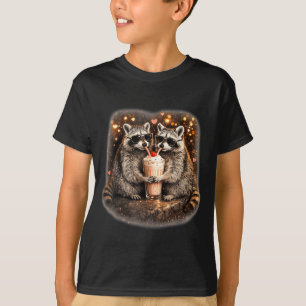 Waschbär trinkt Eiskaffee lustiger Tier-Meme Männe T-Shirt