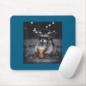 Waschbär trinkt Eiskaffee Lustiges Design Mousepad (Mit Mouse)