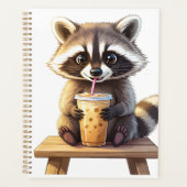 Waschbär trinkt Eiskaffee Planer (Vorderseite)