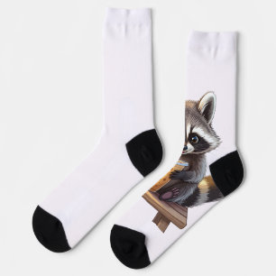 Waschbär trinkt Eiskaffee Socken