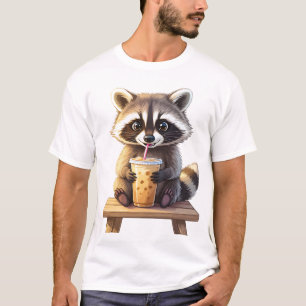 Waschbär trinkt Eiskaffee T-Shirt