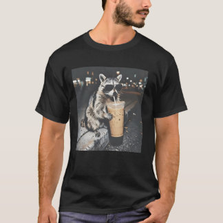 Waschbär-trinkt-Eiskaffee T-Shirt