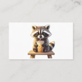 Waschbär trinkt Eiskaffee Visitenkarte (Rückseite)