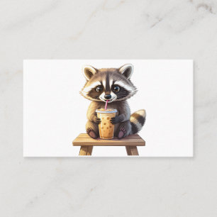 Waschbär trinkt Eiskaffee Visitenkarte