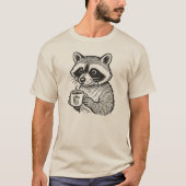 Waschbär trinkt Kaffee Lustiger Waschbär T-Shirt (Vorderseite)
