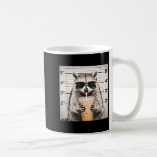 Waschbär trinkt kalten Kaffee lustiges Mugshot-Tie Kaffeetasse