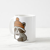 Waschbär trinkt Tasse Kaffee Tasse Geschenkidee (Vorderseite Links)