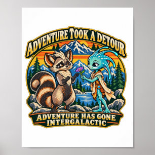 Waschbär und Alien intergalaktisches Abenteuer Poster