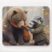 Waschbär und Bär im Herbstwald Mousepad (Vorne)