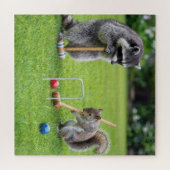 Waschbär und Eichhörnchen spielen Krocket Puzzle (Horizontal)