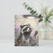 Waschbär und ein UFO Postkarte (Stehend Vorderseite)