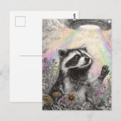 Waschbär und ein UFO Postkarte (Vorne/Hinten)