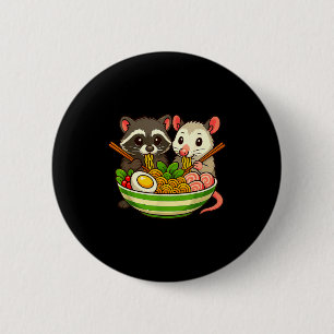 Waschbär und Opossum essen Ramen-Nudeln Button