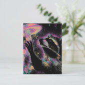 Waschbär und Pilz Postkarte (Stehend Vorderseite)
