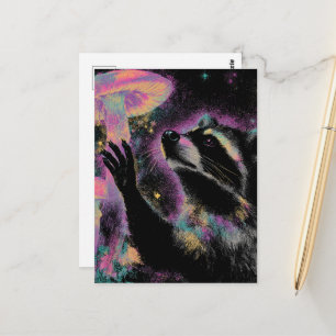 Waschbär und Pilz Postkarte