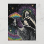 Waschbär und Regenbogenpilz Postkarte (Vorderseite)
